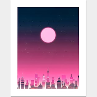 Vaporwave city minimalist art Posters and Art